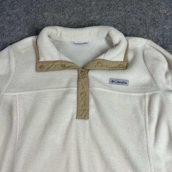 Columbia Sweatshirt Large Benton Springs Half Snap Pullover Sweater Fleece Chalk - Picture 4 of 8